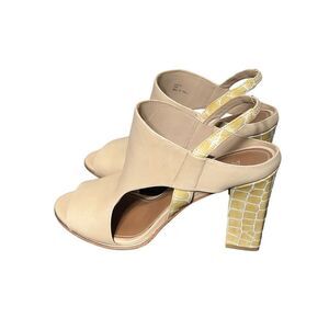 Donald J Pliner Katya Nude Croc Embossed Block Heel Slingback Size 10 NWOB